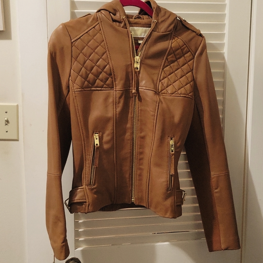 Michael Kors leather hooked jacket